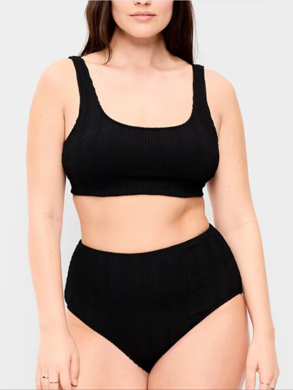 Old Navy Black Ribbed High Waisted Bikini Set - Women Swim XXL Two Piece